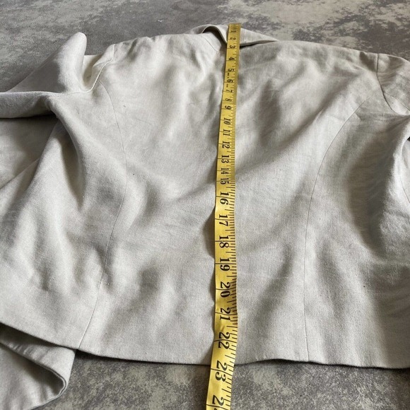 Astrid Linen Blend Beige Blazer Open Front Waterfall Lined Size 6 - Picture 8 of 11